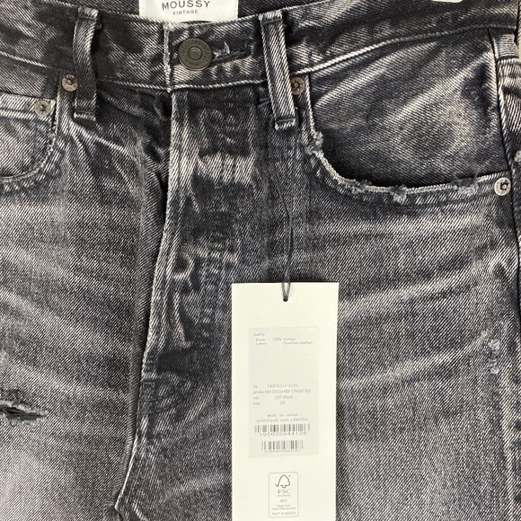 Moussy Vintage Odessa Black High Rise Straight Jeans | Size 26 NWT - Picture 13 of 15